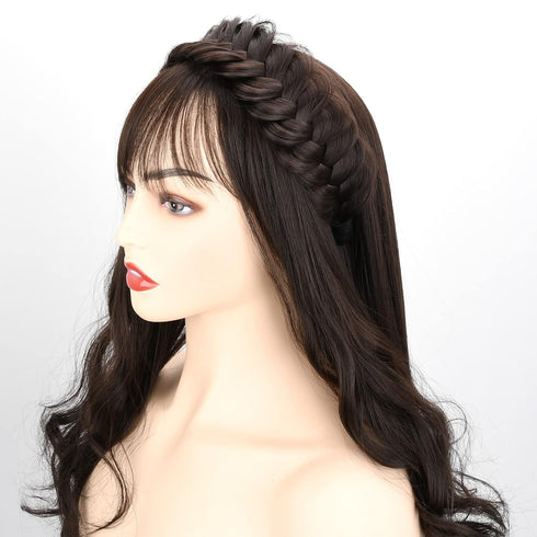 Wide Messy Braided Headband with Teeth, Synthetic Hair Plaited Headband, High Elasticity Braids for Girls & Women