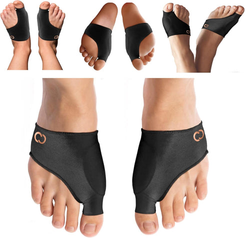 Copper Compression Bunion Relief Kit - Includes 1 Pair of Bunion Corrector Cushion Sleeves & Toe Splints, Large/X-Large