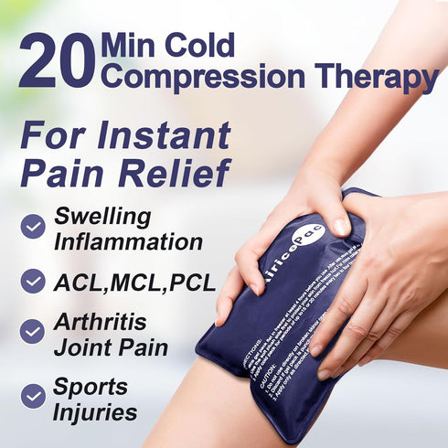 Ice Packs for Injuries Reusable, 10”x 14” Gel Cold Pack for Pain Relief, Cold Compress Therapy