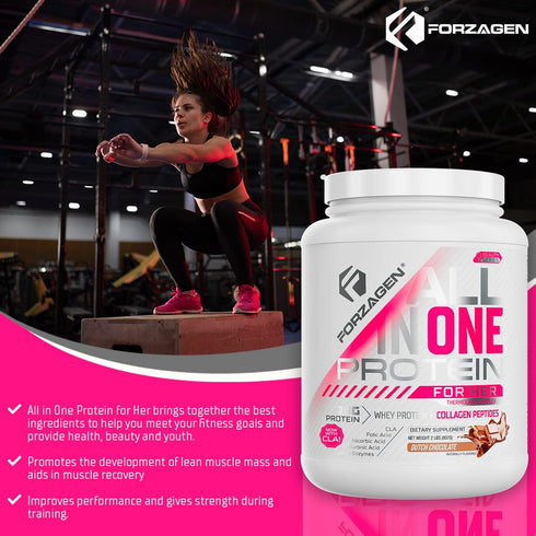 Forzagen All in One Protein for Her, Women’s Protein Powder with Multi Collagen Peptides, Dutch Chocolate, 30+ Servings