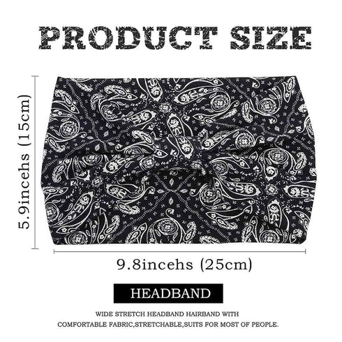Wide Headbands for Women - Boho Turban Knotted Floral Elastic Non Slip Hairband Workout Yoga Head Scarfs 4Pcs