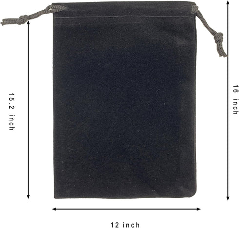 AEAOA Gift Bags - Pack of 5 Velvet Drawstring Jewelry Pouches, 16" X 12" (Black)