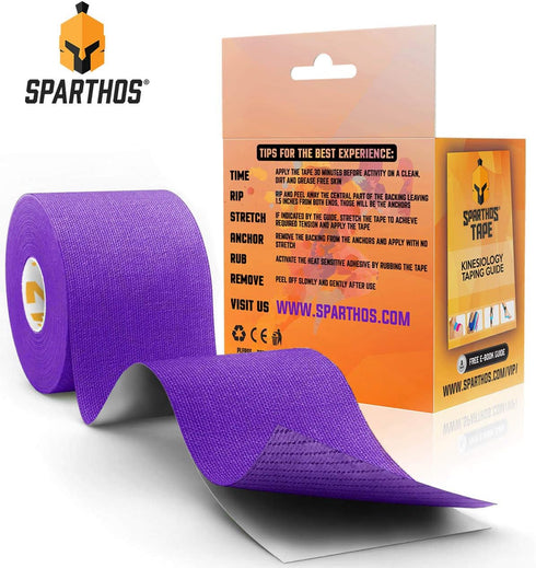 Sparthos Kinesiology Tape - Incredible Support for Athletic Sports and Recovery - Uncut 2 inch x 16.4 feet Roll