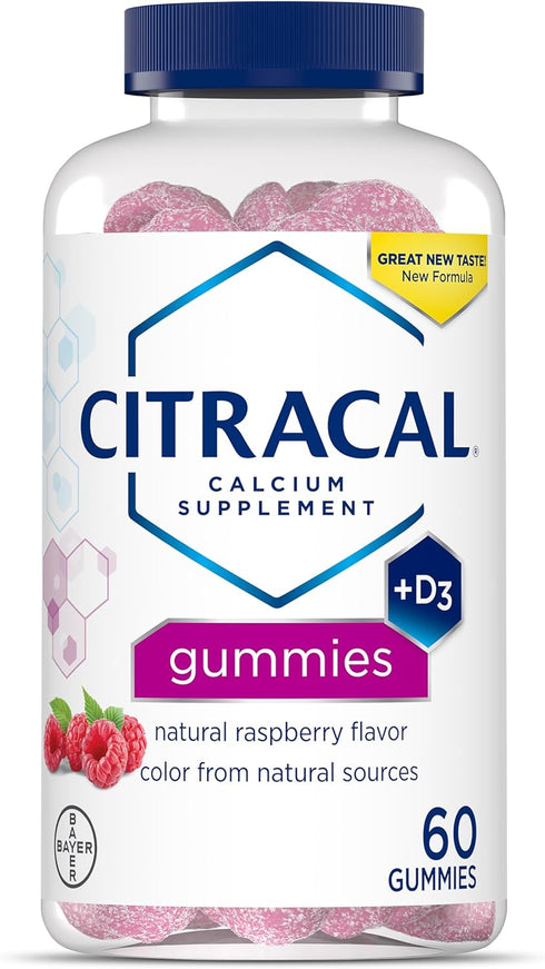 Citracal Calcium Supplement Gummies, 60 Count - Chewable Calcium with Vitamin D3, Supports Bone Health, Natural