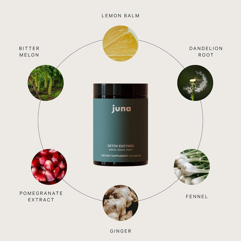 Juna Detox Digestive Enzymes - 2-in-1 Fast-Acting Bloat Relief, Vegan Probiotic Supplement for Gut Barrier Integrity