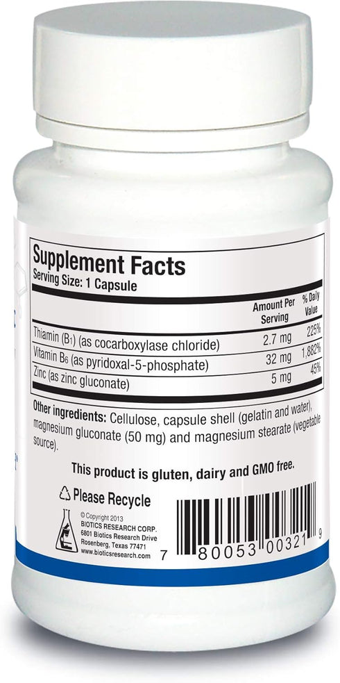 Biotics Research B6 B1 Plus Zinc Supplies Active Forms of B Vitamins, 5mg Highly Bioavailable Zinc, 90 Caps