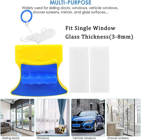 Yuehuam Double Sided Magnetic Window Cleaner, Magnetic Glider Wiper Tool for High-Rise Single Glazed Glass