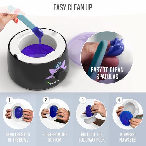 Tress Wellness Wax Warmer Silicone Liner, Easy to Clean Silicone Wax Warmer Bowls with 2x Spatulas for Electric Kit