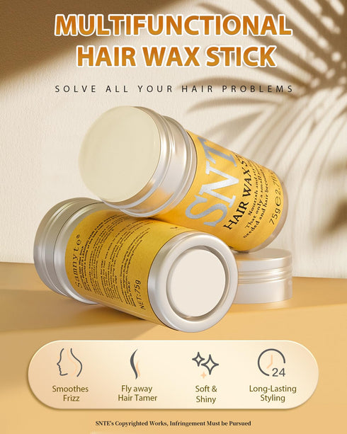 Hair Wax Stick, 3PCS Slick Stick for Hair, No-Residue & Easy to Absorb, 2.7 Oz