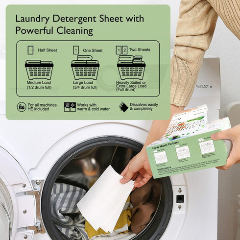 Orighty Laundry Detergent Sheets, 60 Count, Fresh Linen Scent, Eco-Friendly, 120 Loads