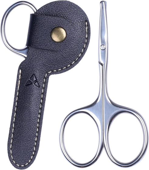 PROFESSIONAL Nose Hair Small Scissors with Leather Case (Black)