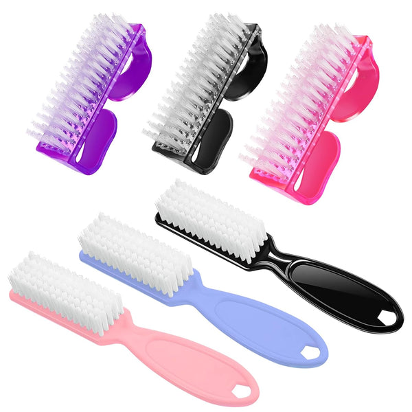 Nail Brush for Cleaning Fingernails, Handle Grip Scrubber Kit for Manicure and Pedicure (6 Pack)