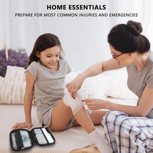 Mini First Aid Kit - 120 Piece Small Waterproof Hard Shell Medical Kit for Car, Home, Office, Travel, Camping, Outdoor