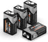 PKCELL Rechargeable 9V Batteries 4-Pack, 3700mWh 9 Volt Lithium Battery USB-C Recharge, 9V