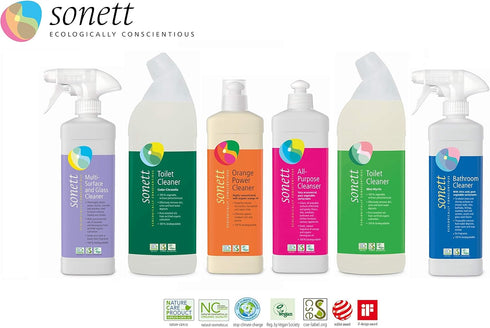 Mint-Myrtle,(25fl Oz/ 750ml) Sonett Organic Toilet Cleaner Effectively removes dirt, urine and hard water deposits.Pure