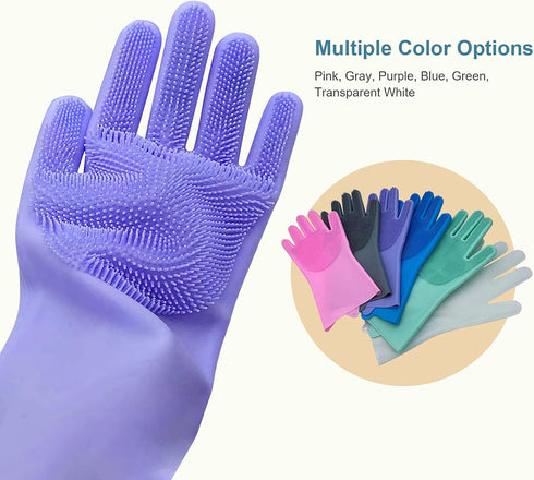 Angel Wings Magic Dish Washing Gloves with Scrubber, Silicone Reusable Cleaning Gloves