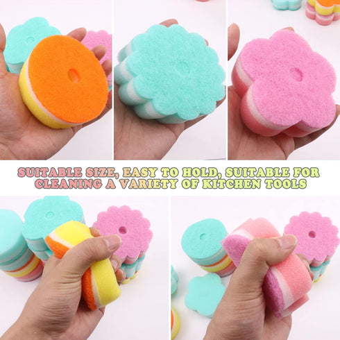 Multi-Purpose Kitchen Sponge, Individually Wrapped Dishwashing Sponge, Odor-Free Mesh Net Scouring Pad (Multicolor)