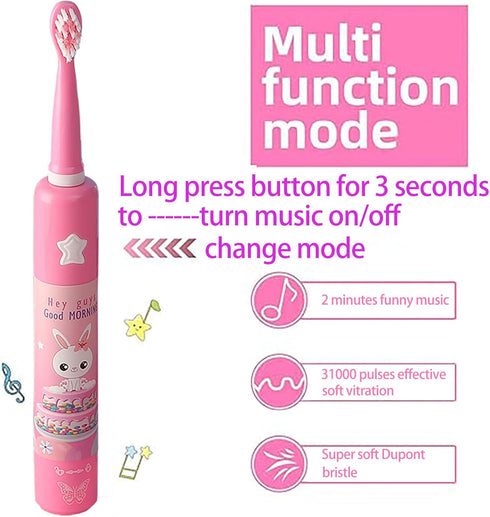 OJV 8620 Musical Electric Toothbrush for Kids, 3 Modes, 2 Min Timer, Rechargeable Sonic Music Toothbrush