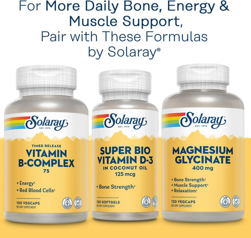SOLARAY Calcium Magnesium Citrate with Vitamin D3 K2 - 30 Servings, Bone & Heart Health Support