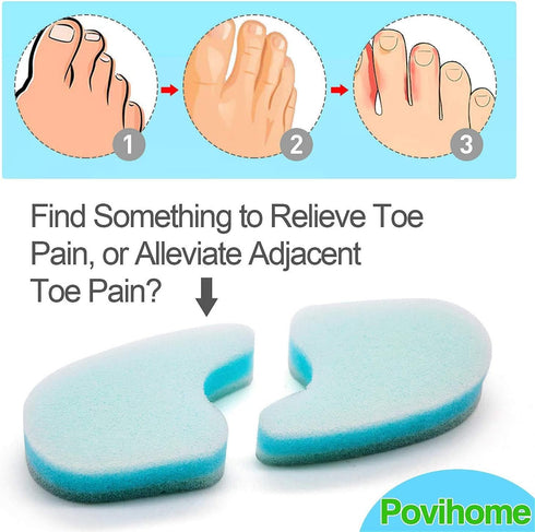 Povihome 10 Pack Foam Toe Spacers, 3-Layer Toe Separators, Large Size for Crooked, Overlapping Toe Relief