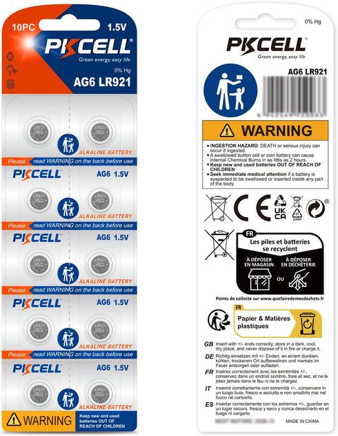 PKCELL 10 Pack SR920SW 370 371 AG6 Watch Battery Button Cell Battery
