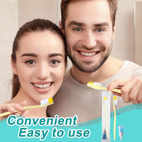 meekoo 200 Set Disposable Toothbrush with Toothpaste - Individually Wrapped Travel Toothbrush Kit for Homeless Hygiene,