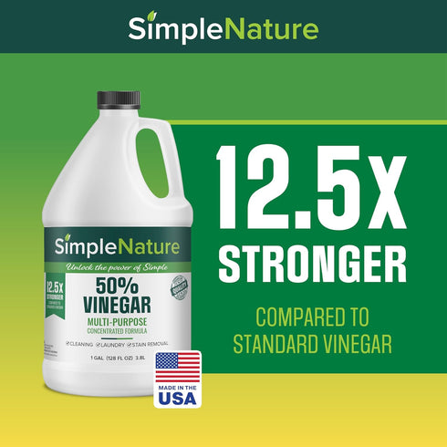 SimpleNature 50% (1 Vinegar Gallon) - Ultra Concentrated Vinegar for Heavy-Duty Cleaning Power for Home & Patio