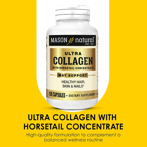 MASON NATURAL Ultra Collagen Capsules, 100 Count, 100% Pure Hydrolyzed Supplement for Healthy Skin, Hair, Nails & Joints