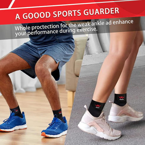 Vinaco Ankle Brace - 2 Pack Breathable Ankle Support for Sprained Ankle, Adjustable Wrap for Men & Women