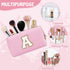 Personalized Initial Preppy Patch Makeup Bag, Small Pink Cosmetic Pouch with Zipper for Women, Monogram Waterproof
