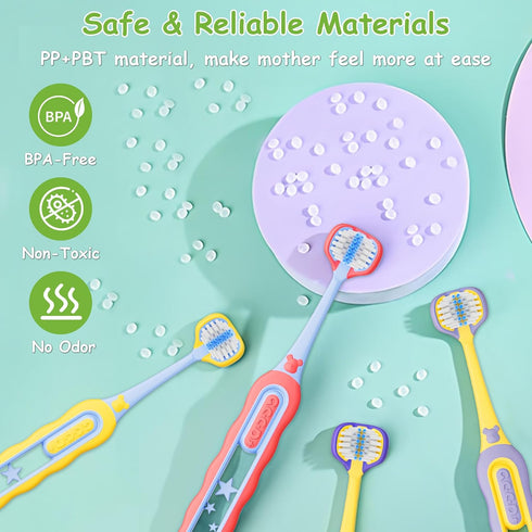 PANIMOSI 4 Pack, 3 1-12 Toddler Toothbrush Soft Baby Toothbrush Efficient Sided Kids Tooth Brush for Ages Years, Infant