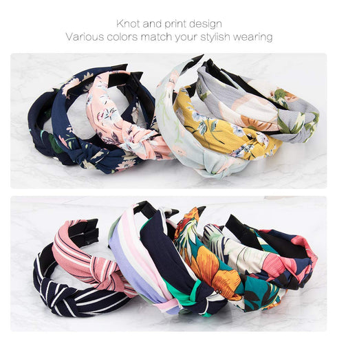 Wide Knotted Headbands for Women - 12 Pack Boho Hair Accessories, Elastic Bandeau for Washing Face