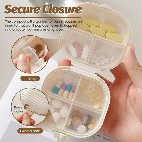 Sekonow 3 Pack 7 Travel Pill Organizer, Compartments Cute Portable Pill Case Small Medicine Organizer Box Vitamin