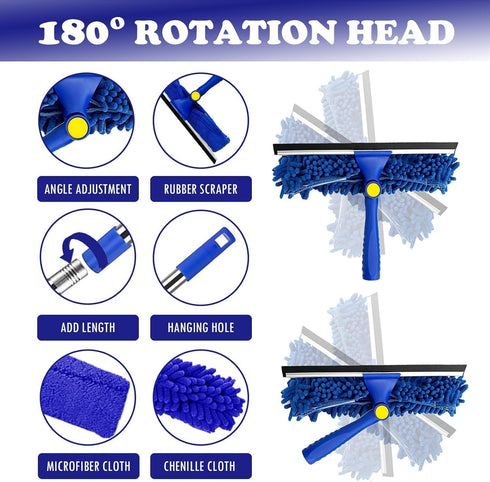 Rofhom 2.38M (94inch) 3 1 Window Cleaner Squeegee Kit - Cleaning Equipment with Long Handle in Extendable Window