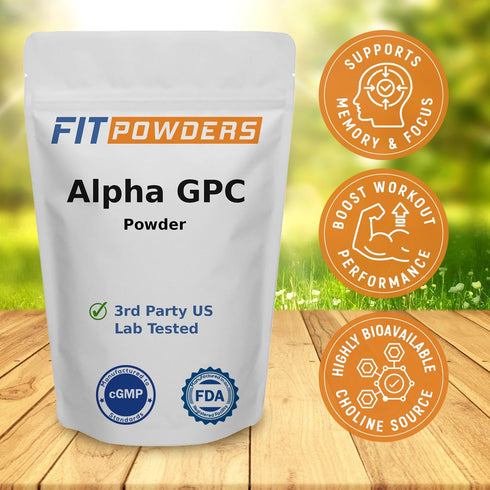 Alpha-GPC Powder 125 Grams - Non-GMO Choline Supplement, Vegan, Third Party Tested for Memory and Focus