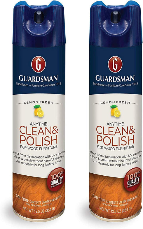 Guardsman Clean & Polish for Wood Furniture - Lemon Fresh, 12.5 oz, Silicone Free, 2 Pack