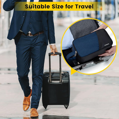 Vorspack Large Travel Toiletry Bag for Men - Water Resistant Skincare Dopp Kit for Bathroom Accessories (Navy Blue)