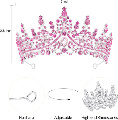 VELSCRUN Crystal Birthday Tiara Crowns for Women Girls, Elegant Headband Sash, Happy Birthday Party Decorations