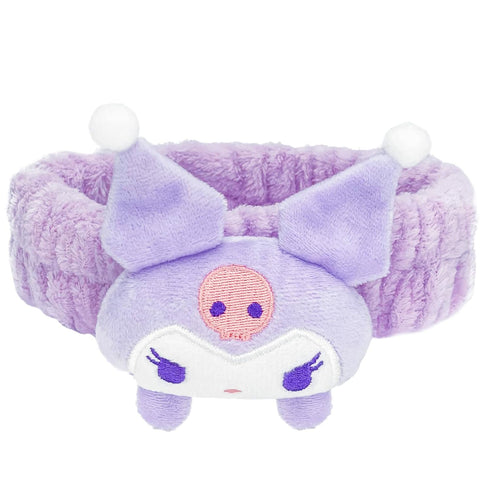 Kawaii Spa Headband for Washing Face, Cute Purple Headband for Makeup and Party