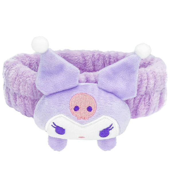 Kawaii Spa Headband for Washing Face, Cute Purple Headband for Makeup and Party