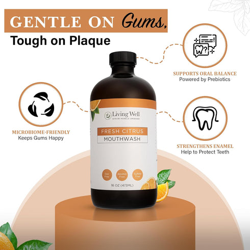 Living Well with Dr. Michelle Fresh Citrus Remineralizing Mouthwash | Hydroxyapatite & Colloidal Silver Formula |