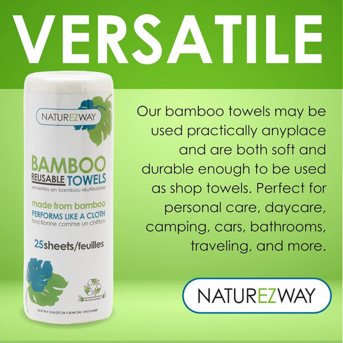 NatureZway Bamboo Perforated Towels - Rayon Made from Bamboo, 25 Sheets