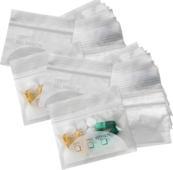 Pill Pouch Bags - (Pack of 400) 3" x 2.75" Disposable Zipper Pills Baggies for Daily AM PM Travel Organizer