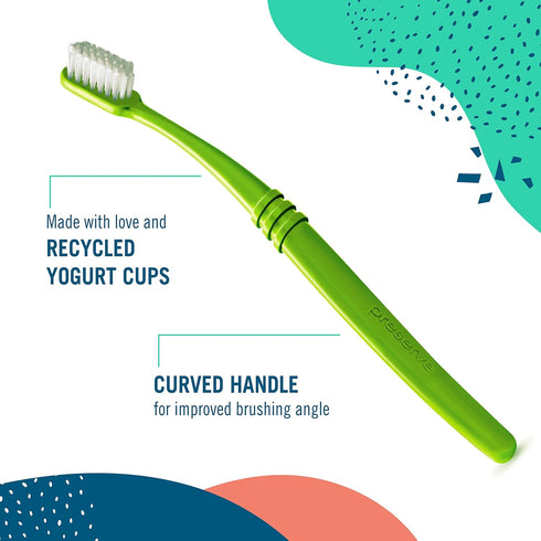 Preserve Eco Friendly Adult Toothbrushes - Made in The USA from Recycled Plastic, Soft Bristles, 6 Count