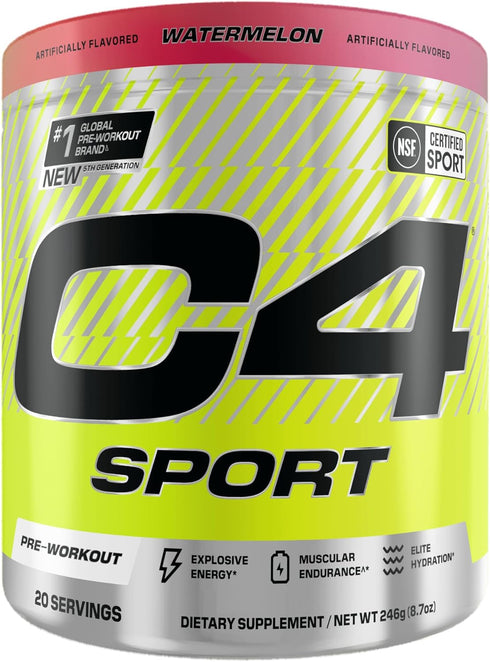 Cellucor C4 Sport Pre Workout Powder, Watermelon Flavor, 20 Servings, 200mg Caffeine + Creatine