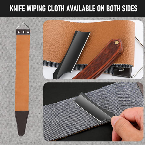 Straight Razor with Strope - Professional Straight Edge Barber Razor, Premium Stainless Steel Shaver for Men