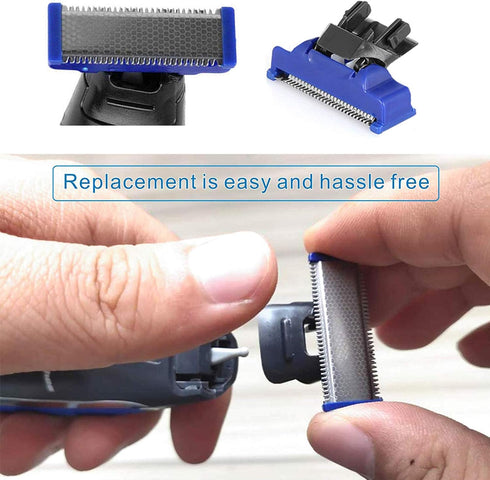 Replacement Head for Microtouch Solo Men's Shaver - Electric Micro Trimmer with 3 Razor Blades, Clean Brush, USB Charger