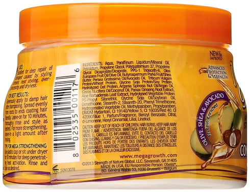 Mega Growth Anti-Breakage Strengthening Deep Conditioner - Hydrating Hair Mask, Restores & Repairs Damaged Fragile Hair, Revitalizes, Renews, Protects From Damage, Restores Softness & Shine, 15 oz.