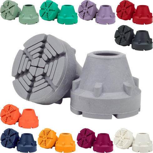GRAY Crutch Tips & Cane Tip - Pair of 2, 3/4" 7/8” Inch, Heavy Duty Rubber Non-Slip Grey