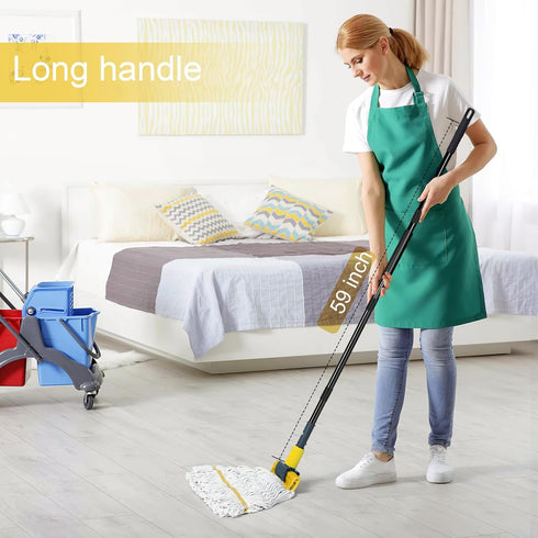 SOBONNE Commercial Mop Handle Heavy Duty, Industrial Mop Stick with Jaw Clamp Wet Gripper Mops Head Replacement Holder